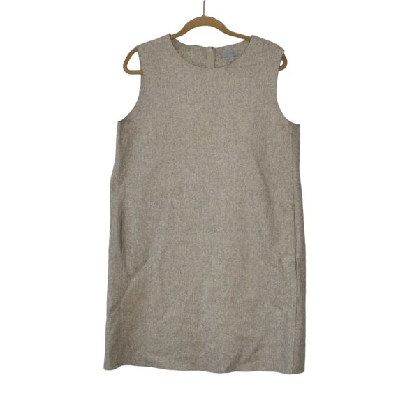 COS US Sz 12 Beige Wool Blend Minimalist Sleeveless Jumper Dress Light Academia - Picture 1 of 7